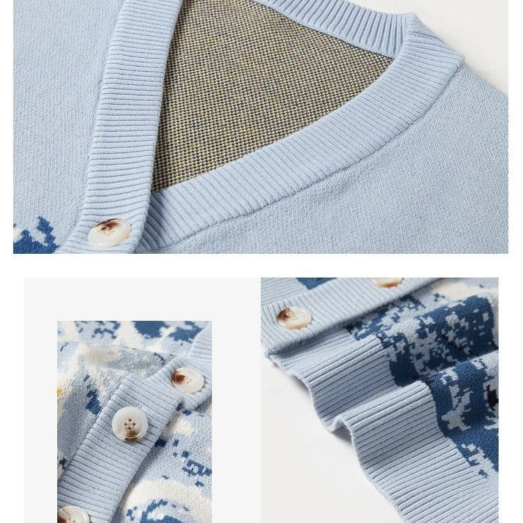 French Literary Retro Lazy Wind Van Gogh Knitted Sweater Women - ANIBEY