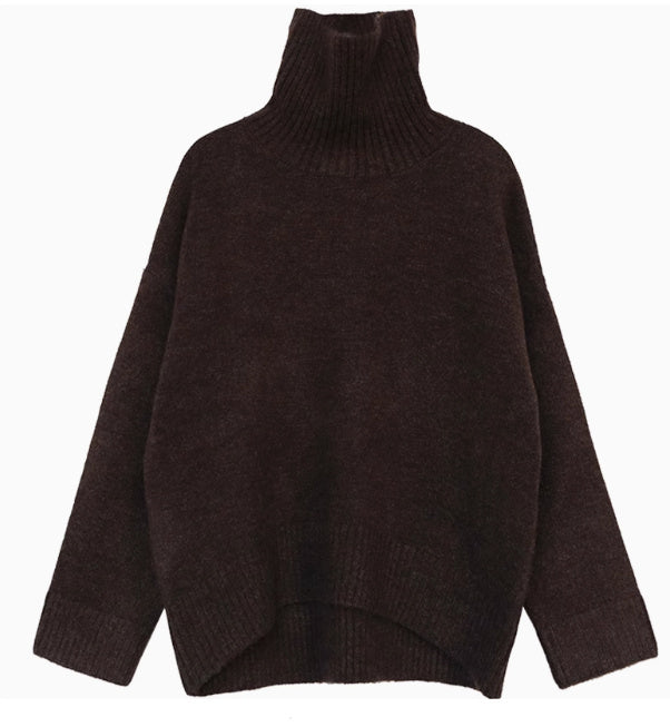 Loose Turtleneck Sweater With Warm Solid Color Underwear In Winter - ANIBEY