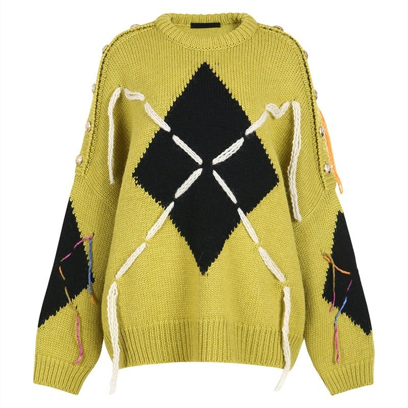 Women's Loose-fitting Outer Jacket With Rope Pullover Sweater - ANIBEY