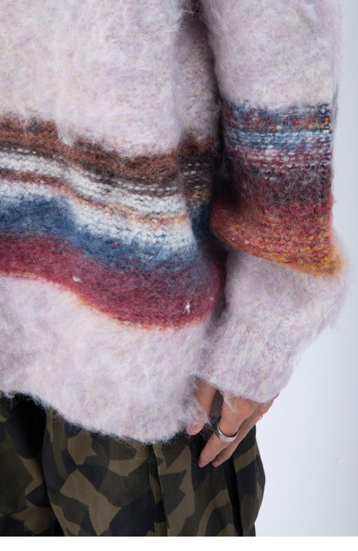 Hair And Stripes On A Thick Sweater Man - ANIBEY