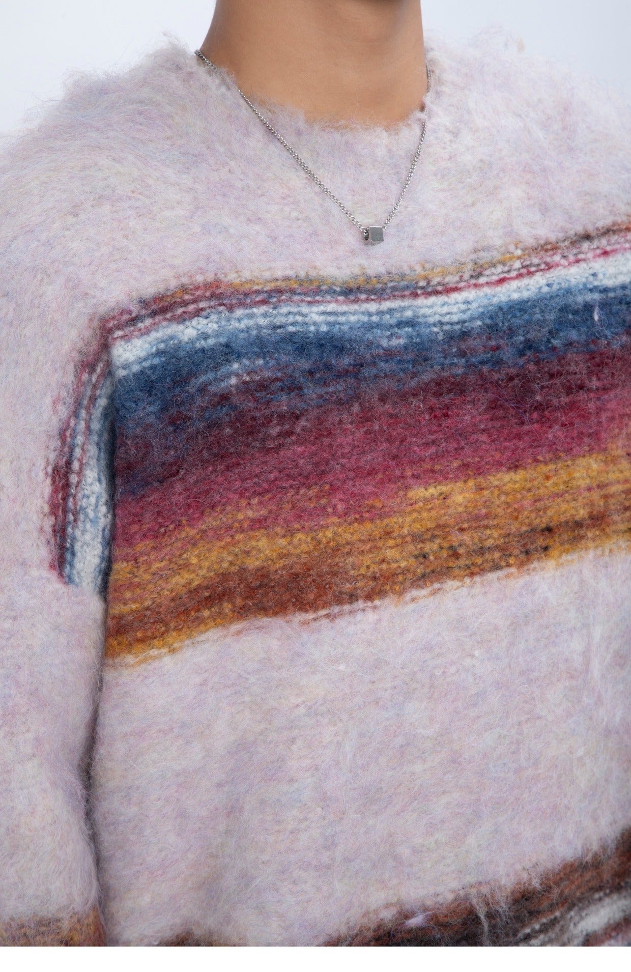 Hair And Stripes On A Thick Sweater Man - ANIBEY