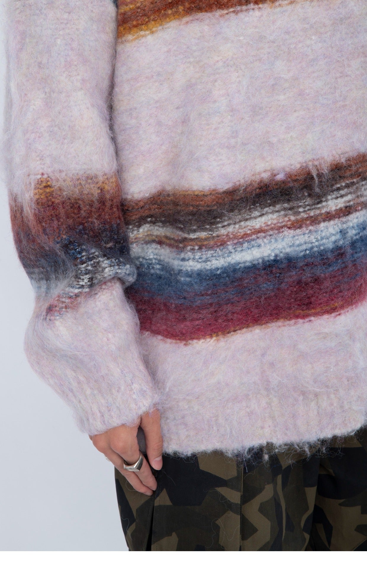 Hair And Stripes On A Thick Sweater Man - ANIBEY