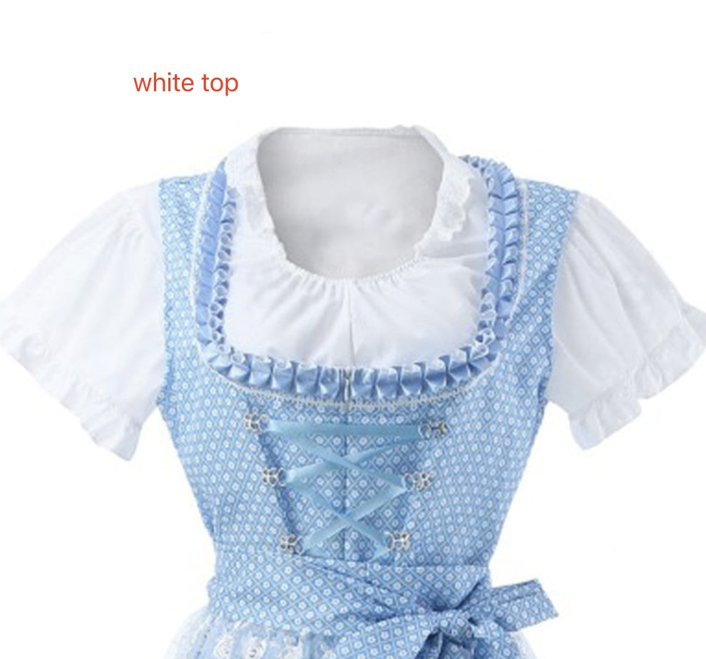 Halloween Munich Beer Long Short-sleeved Printed Lace-up Dress - ANIBEY