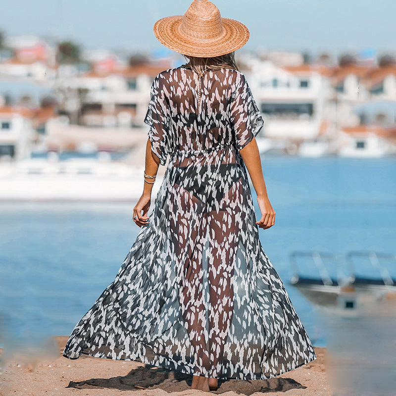 Women's Casual Holiday Floral Print Beach Dress - ANIBEY