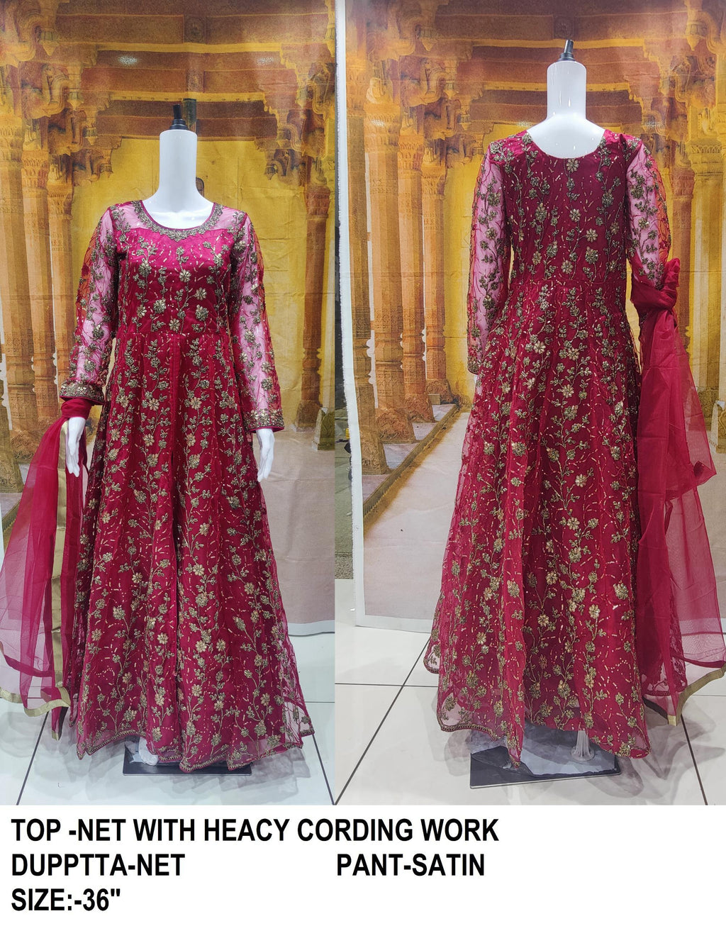 KAPANKU Net/Lace Embroidered Gown/Anarkali - ANIBEY