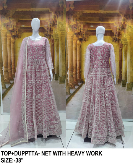 KAPANKU Net/Lace Embroidered Gown/Anarkali - ANIBEY