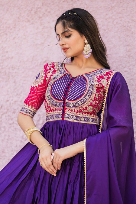 Jk Mart Embroidery work traditional gown Price in India - ANIBEY
