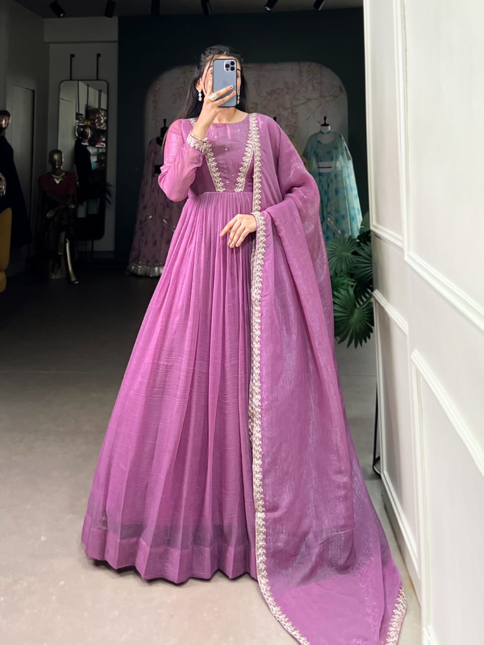 Silver Glory Wholesale Readymade Gown With Dupatta