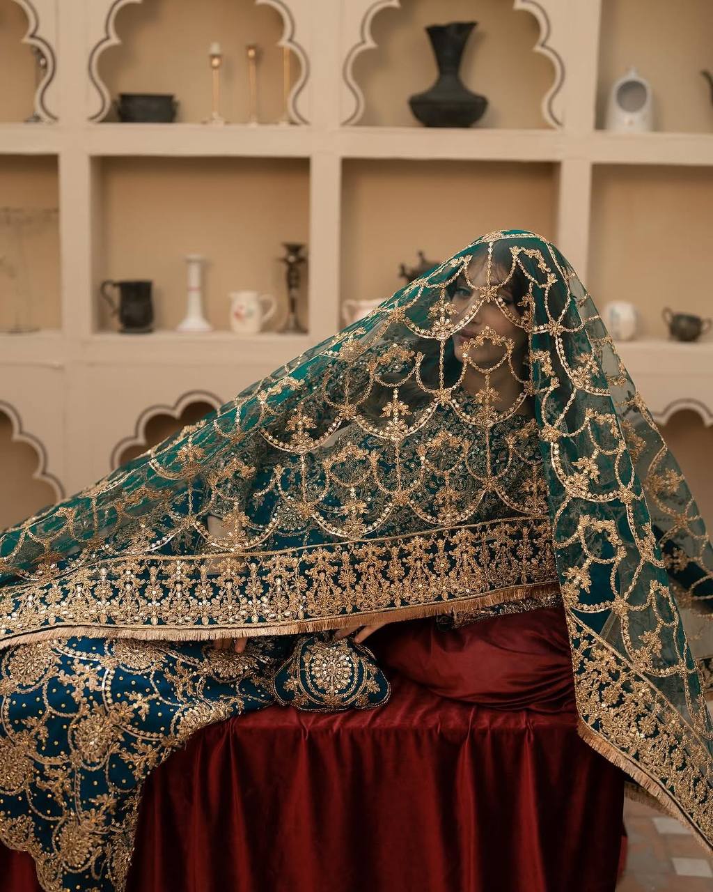 Royal Navy Blue Color Faux Georgette With Embroidery - ANIBEY