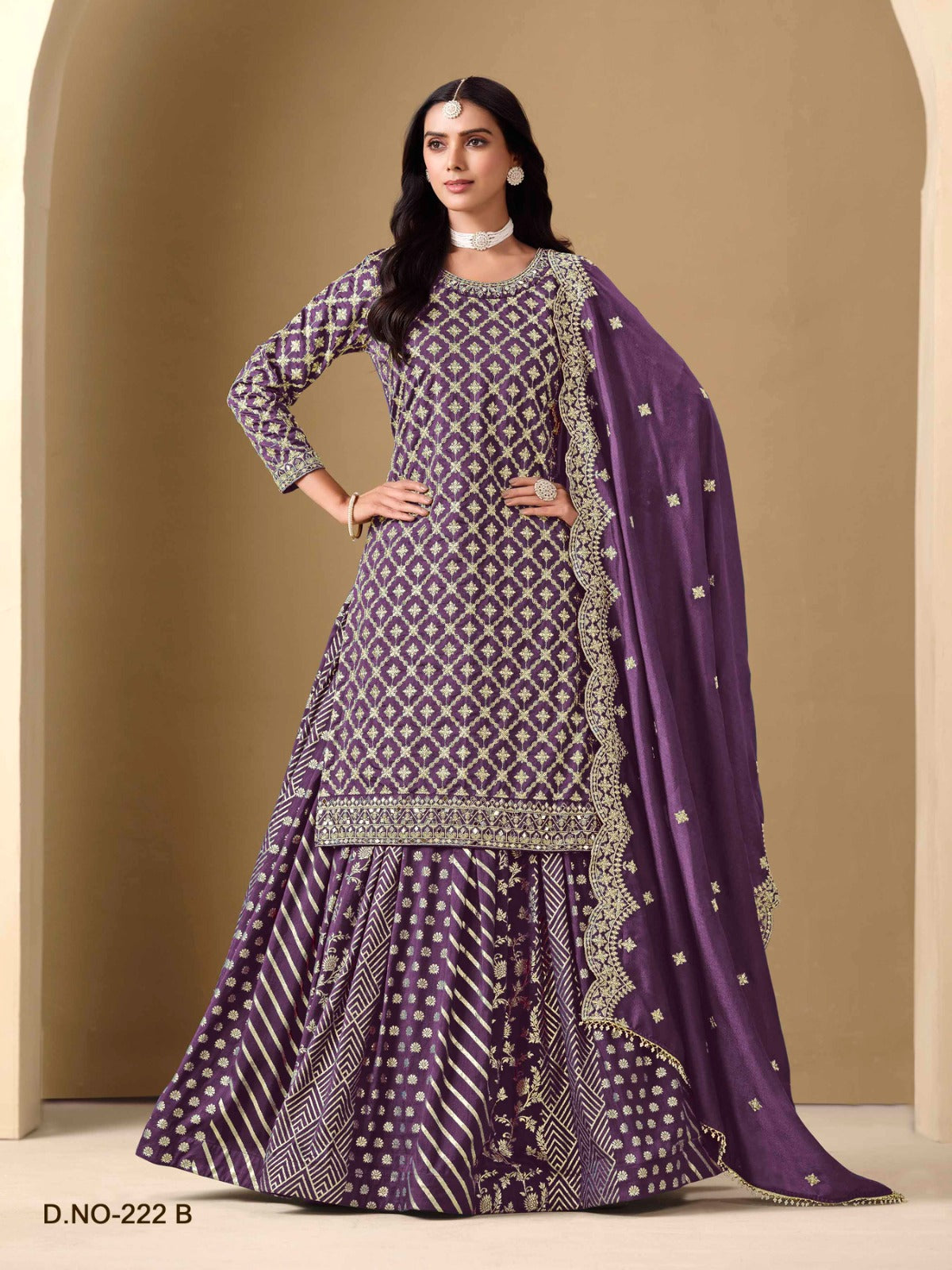 Alluring Readymade Sharara Suit Lehenga In Art Silk Fabric
