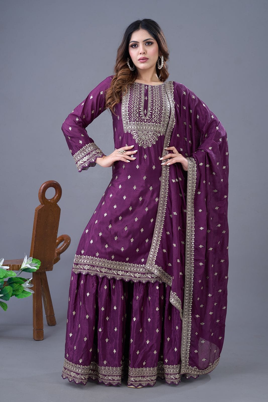 HEAVY CHINNON SILK SHARARA