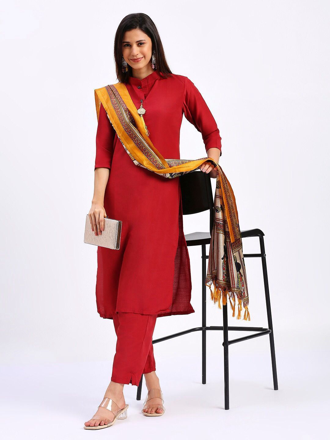 Buy Pink Kurta Suit Sets for Women by VREDEVOGEL - ANIBEY