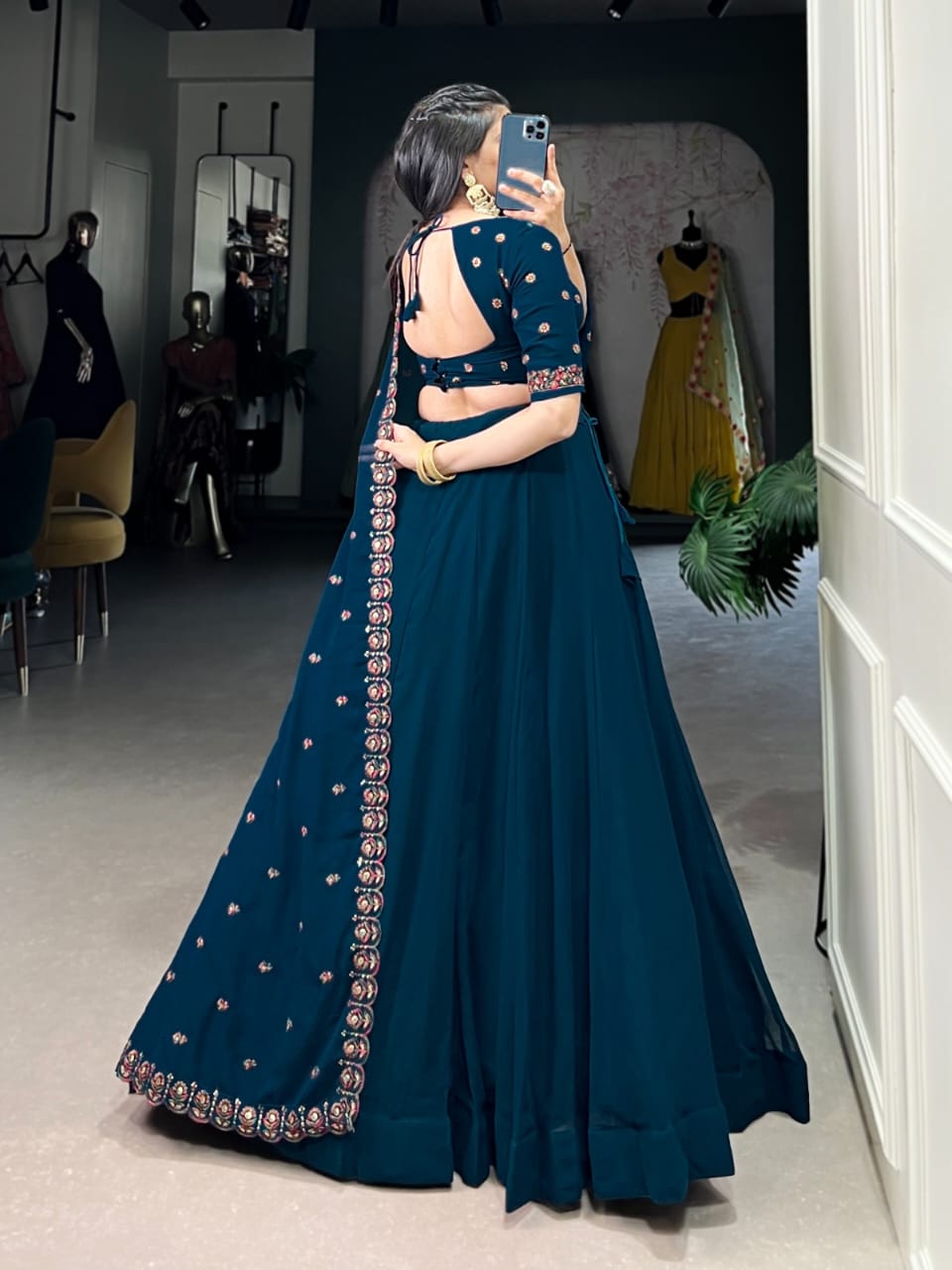 Buy Teal Blue Lehenga Choli Sets for Women - ANIBEY