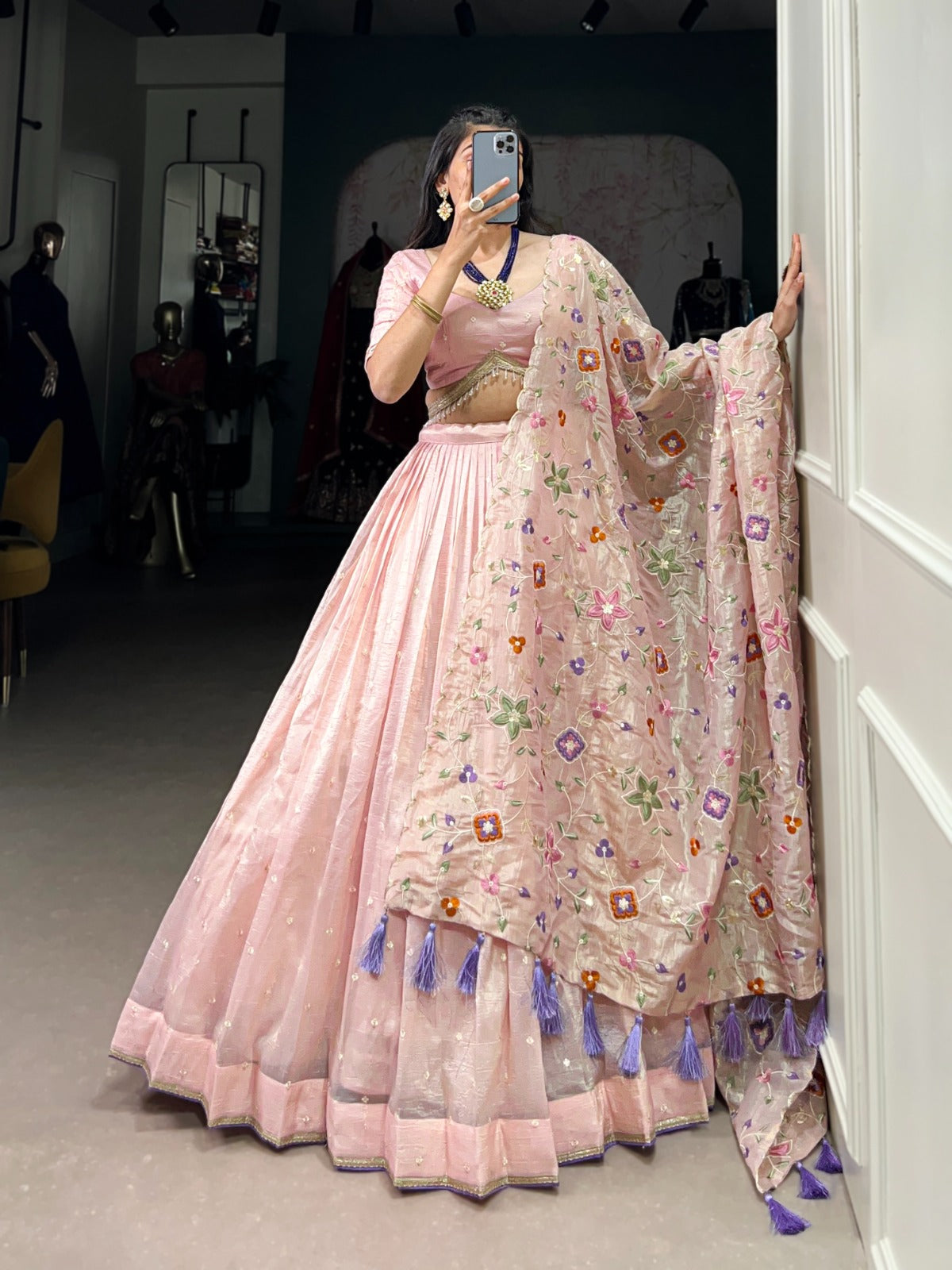 Beautiful Gold Crush Embroidery lehenga 1426LPI - ANIBEY