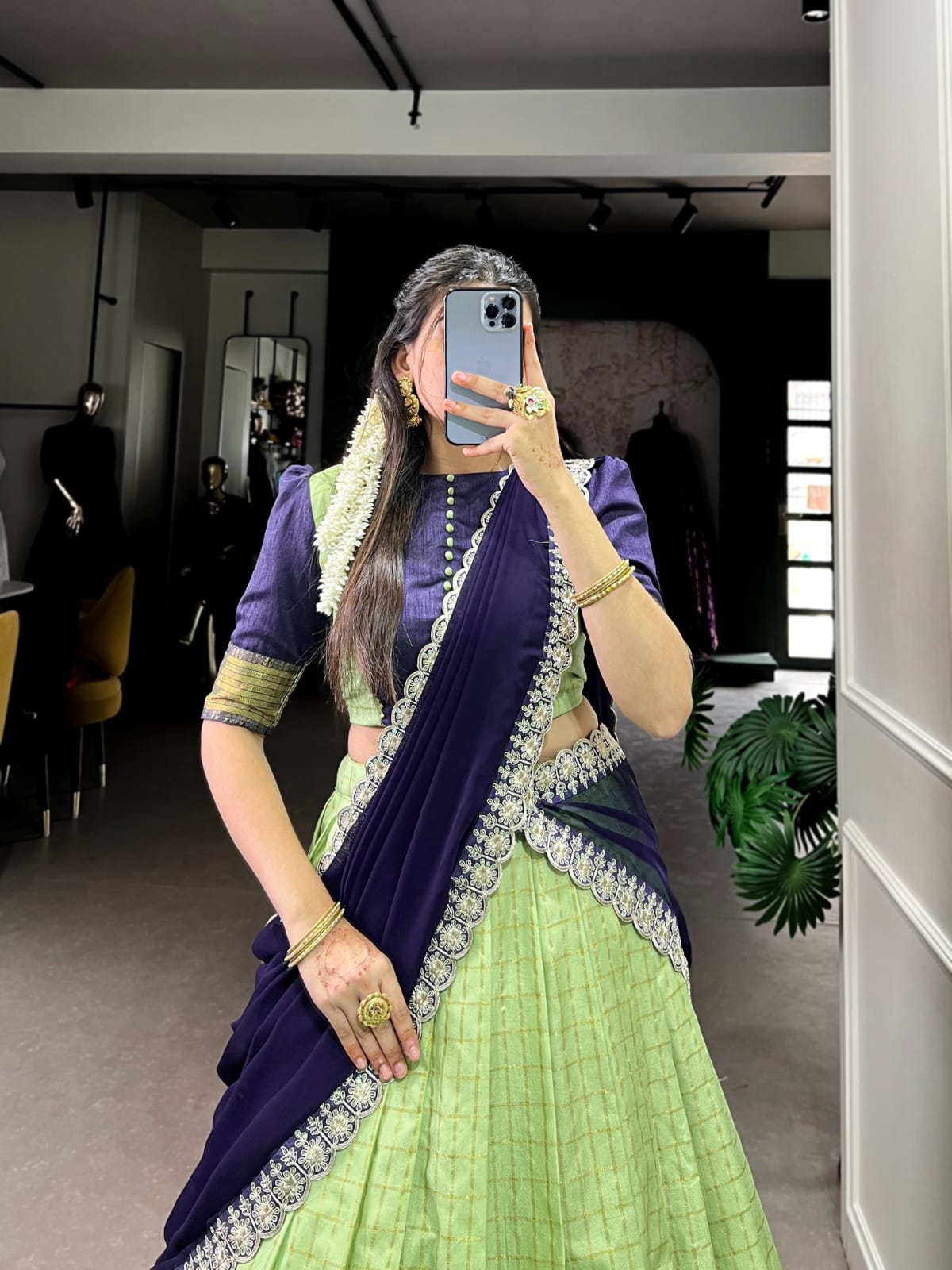 ANVESHA Chex With Zari Weaving Work Lehenga SET - ANIBEY