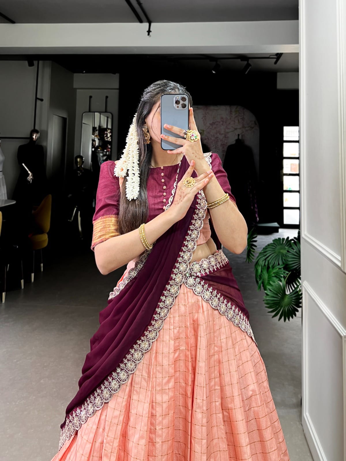 ANVESHA Chex With Zari Weaving Work Lehenga SET - ANIBEY