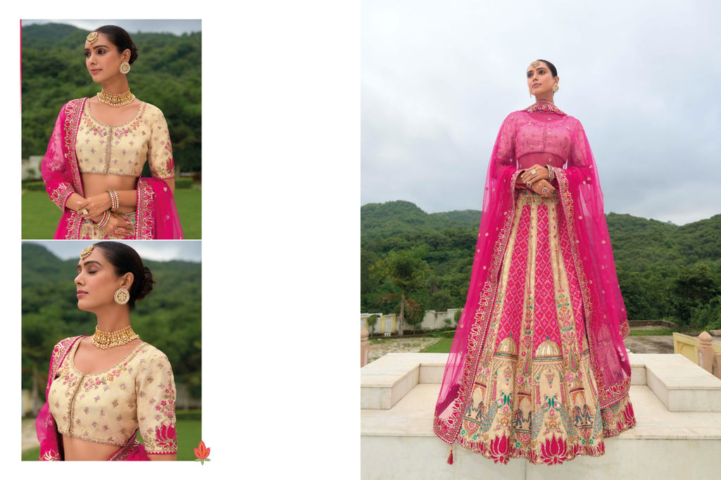 Shaded Multi Color Peach and Yellow Beautiful Traditional - ANIBEY