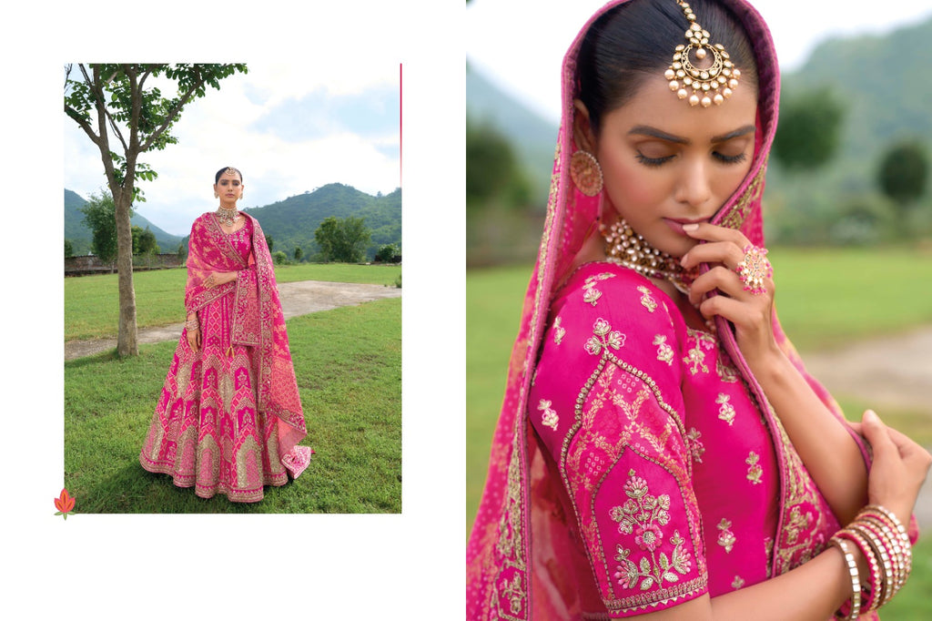 Shaded Multi Color Peach and Yellow Beautiful Traditional - ANIBEY