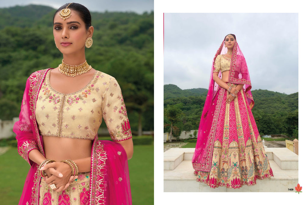 Shaded Multi Color Peach and Yellow Beautiful Traditional - ANIBEY