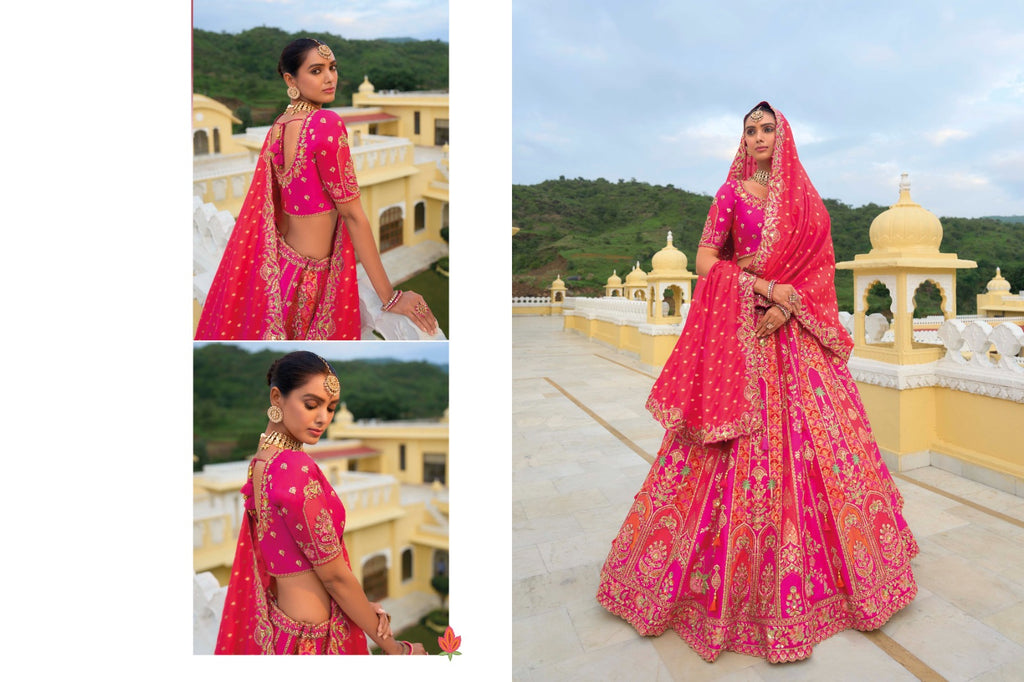 Shaded Multi Color Peach and Yellow Beautiful Traditional - ANIBEY