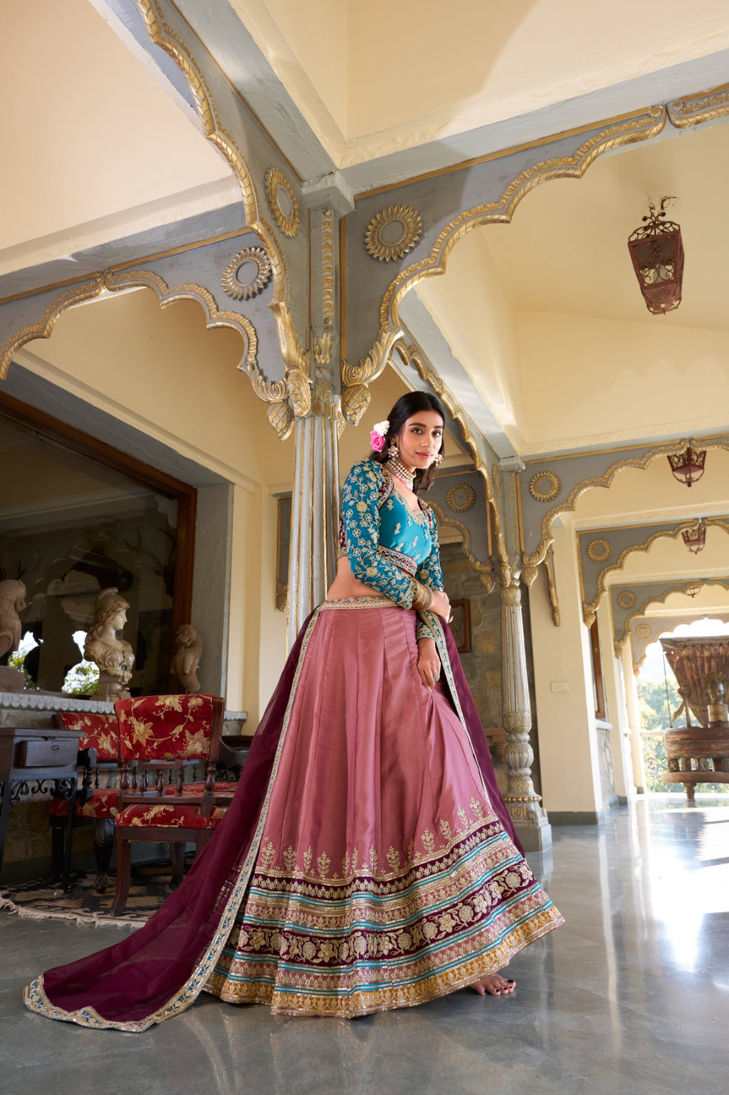This stunning pink silk thread-work festive-wear traditional - ANIBEY