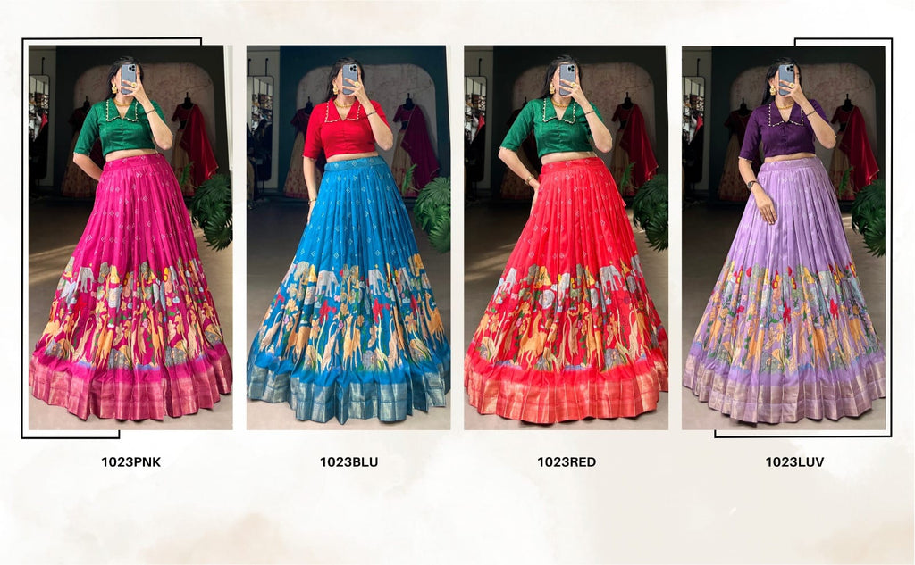 Pink Timeless Elegance Dola Silk Kalamkari Lehenga Set - ANIBEY