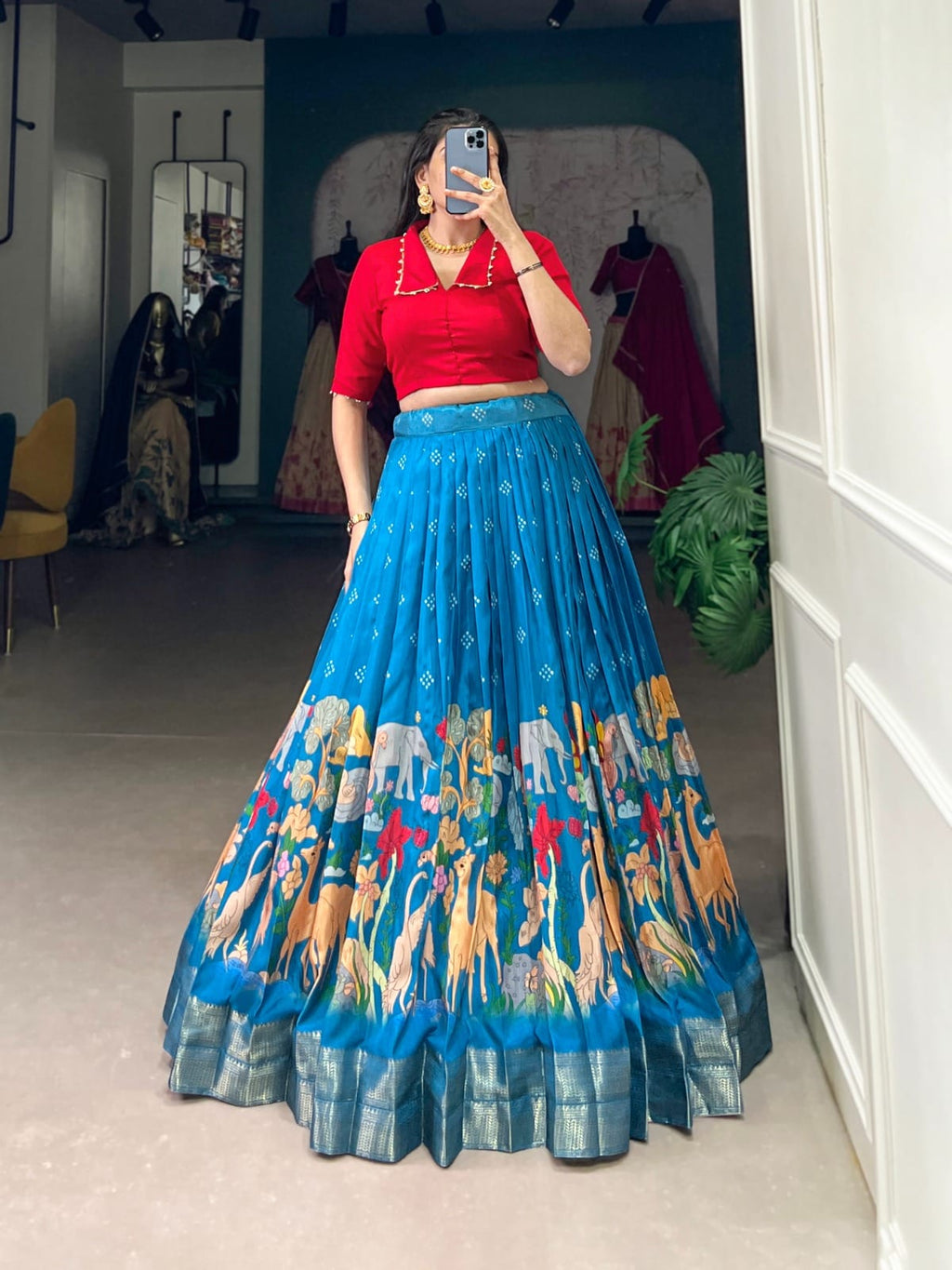 Pink Timeless Elegance Dola Silk Kalamkari Lehenga Set - ANIBEY