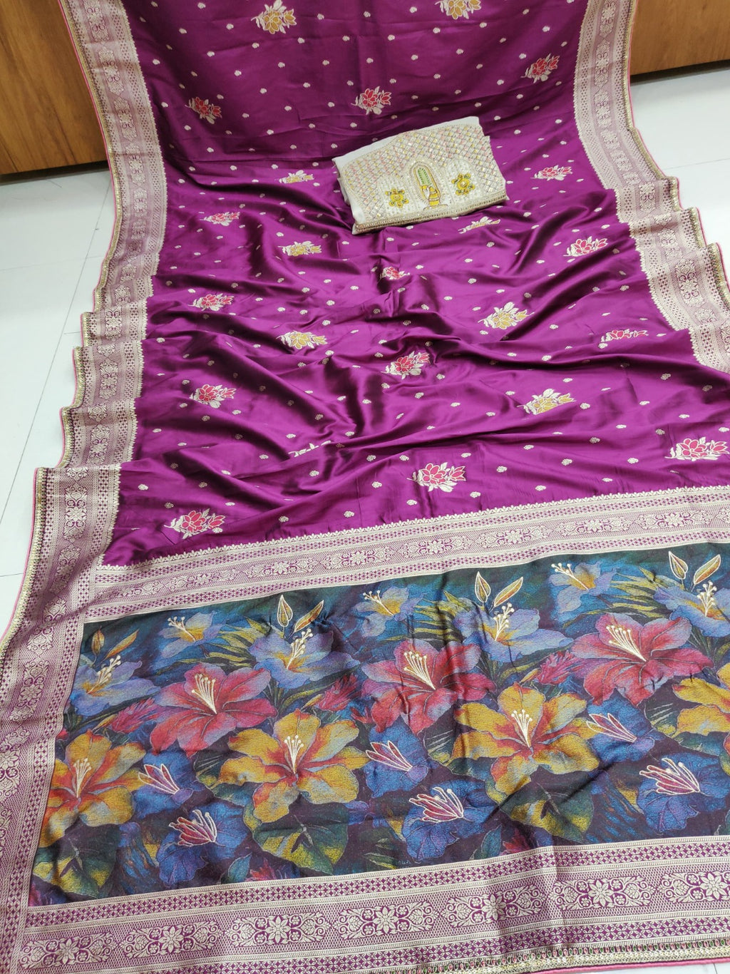 Latest Exclusive Banarasi Saree Satin Silk Embroidery With - ANIBEY