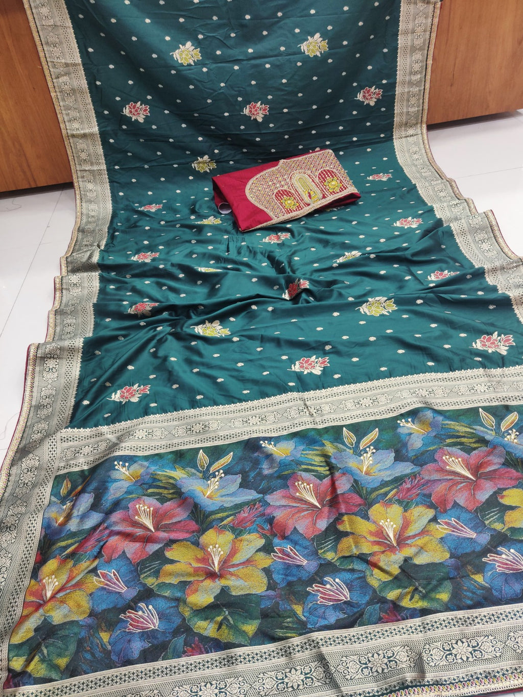 Latest Exclusive Banarasi Saree Satin Silk Embroidery With - ANIBEY
