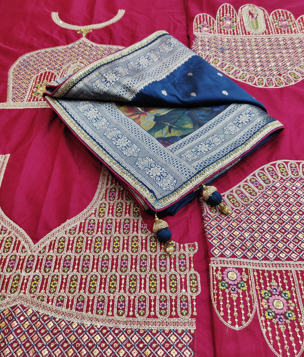 Latest Exclusive Banarasi Saree Satin Silk Embroidery With - ANIBEY