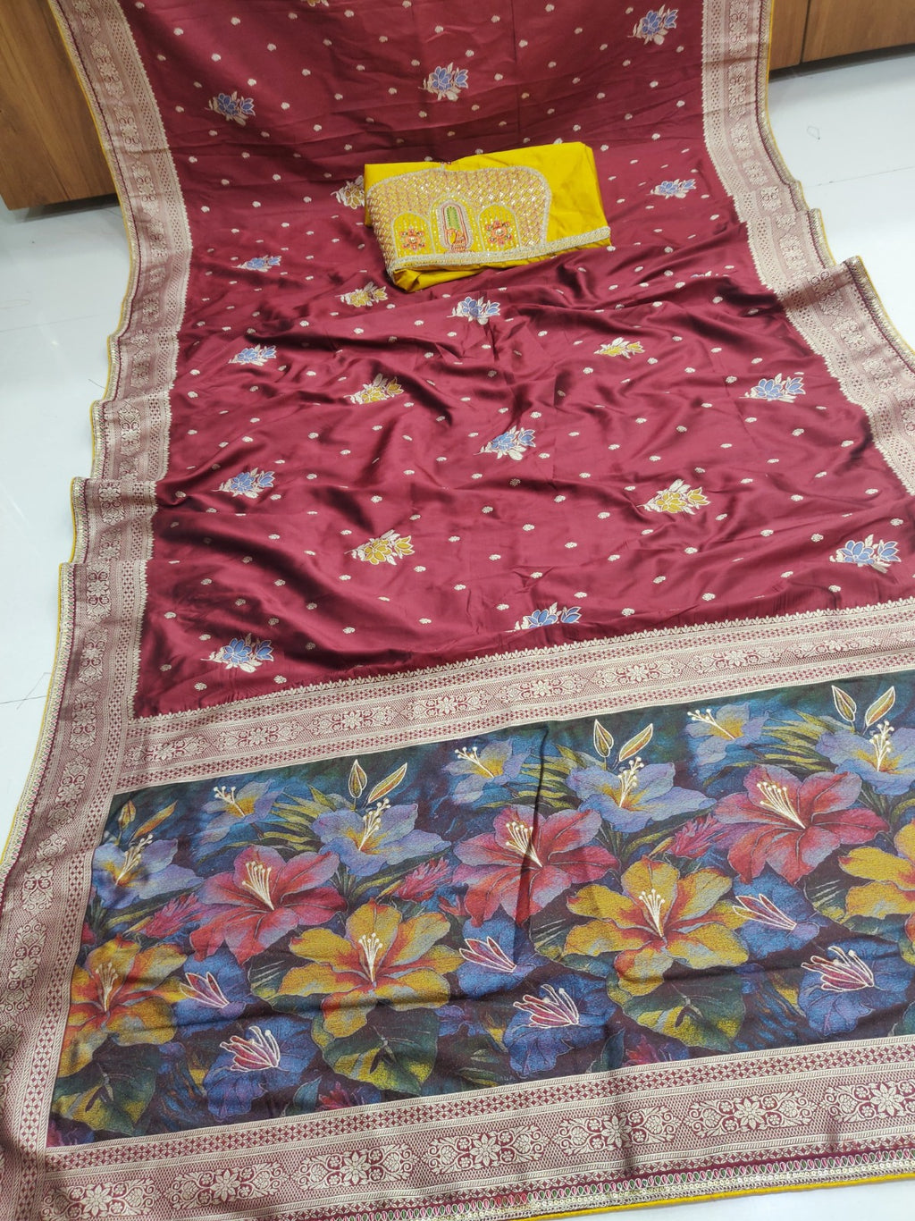 Latest Exclusive Banarasi Saree Satin Silk Embroidery With - ANIBEY