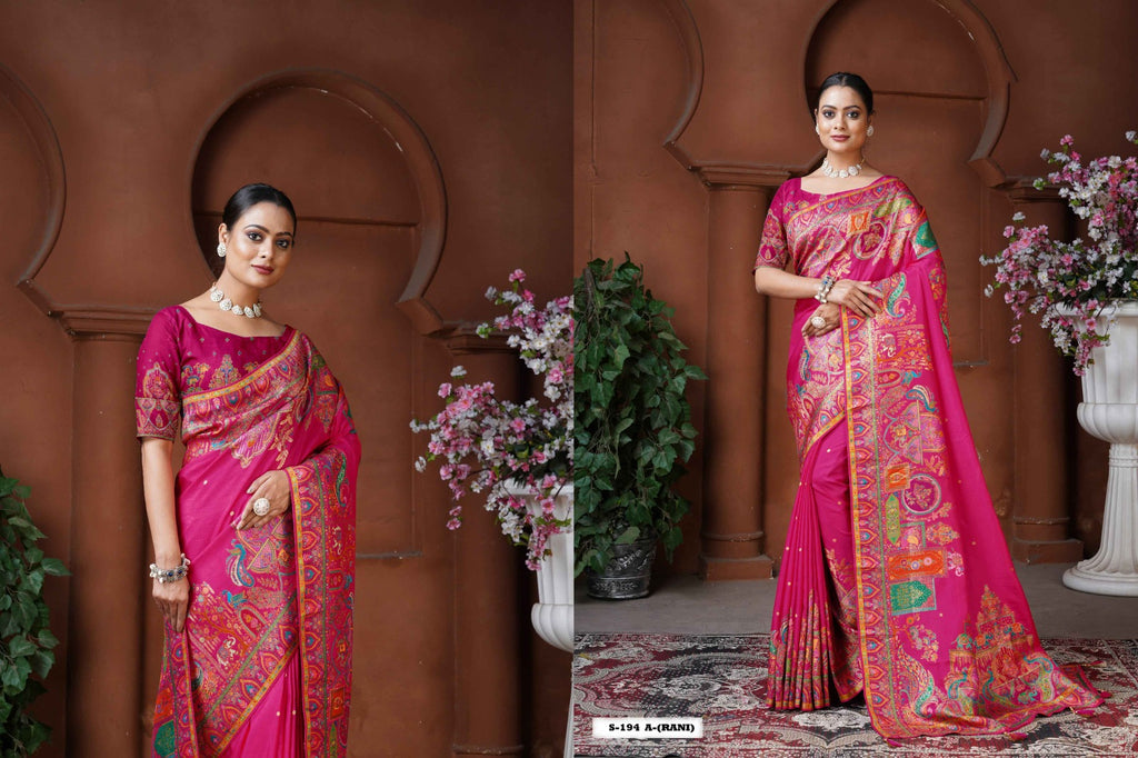 Woven Dola Silk Designer Saree – Jodhpuri Galax - ANIBEY