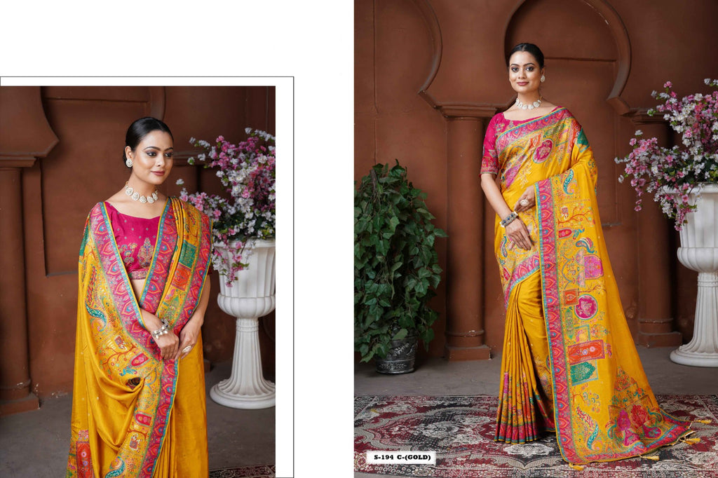 Woven Dola Silk Designer Saree – Jodhpuri Galax - ANIBEY