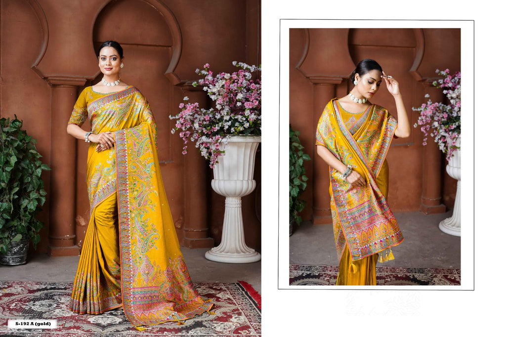 Woven Dola Silk Designer Saree – Jodhpuri Galax - ANIBEY