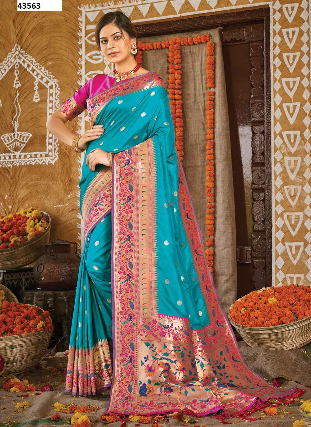 Indian Saree Traditional Banarasi Silk - ANIBEY