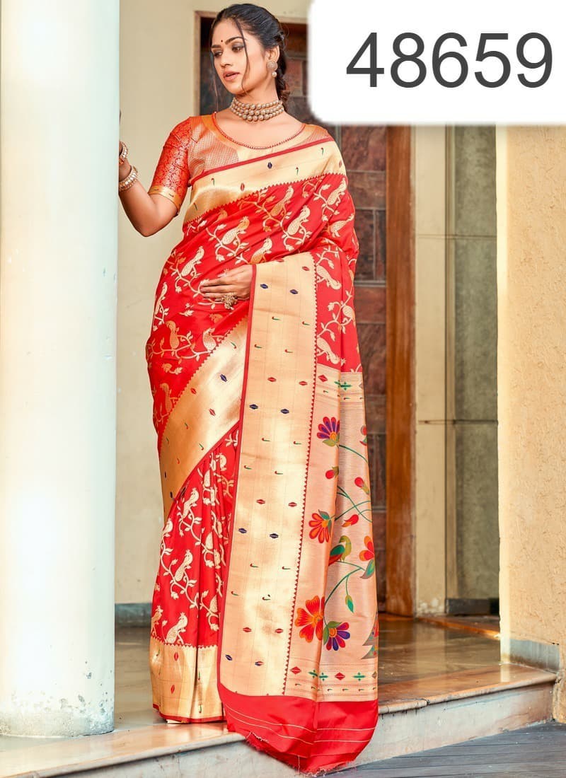 Indian Saree Traditional Banarasi Silk - ANIBEY