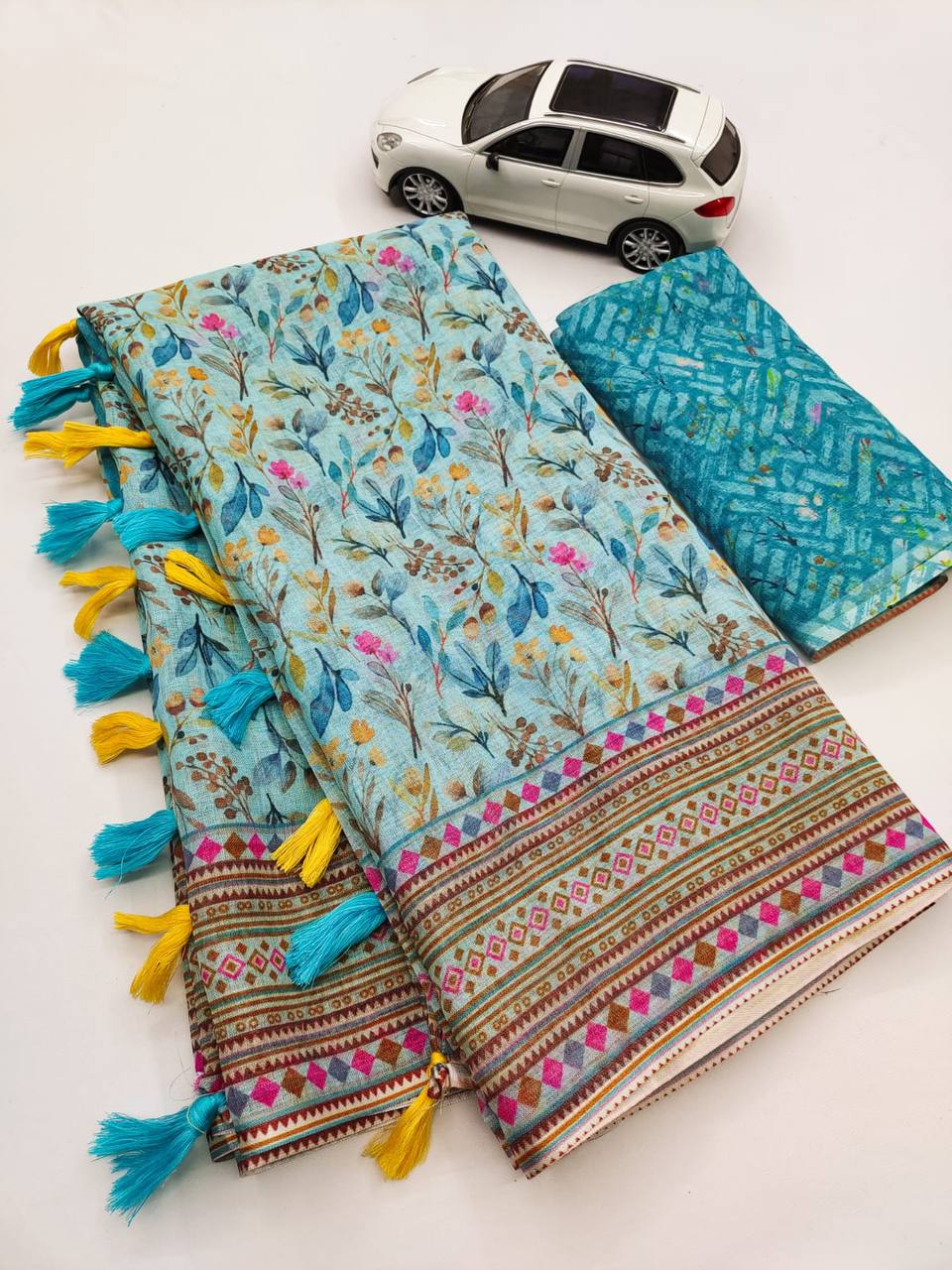 Buy Murti Creation Women's Lucknowi Linen cotton Saree - ANIBEY