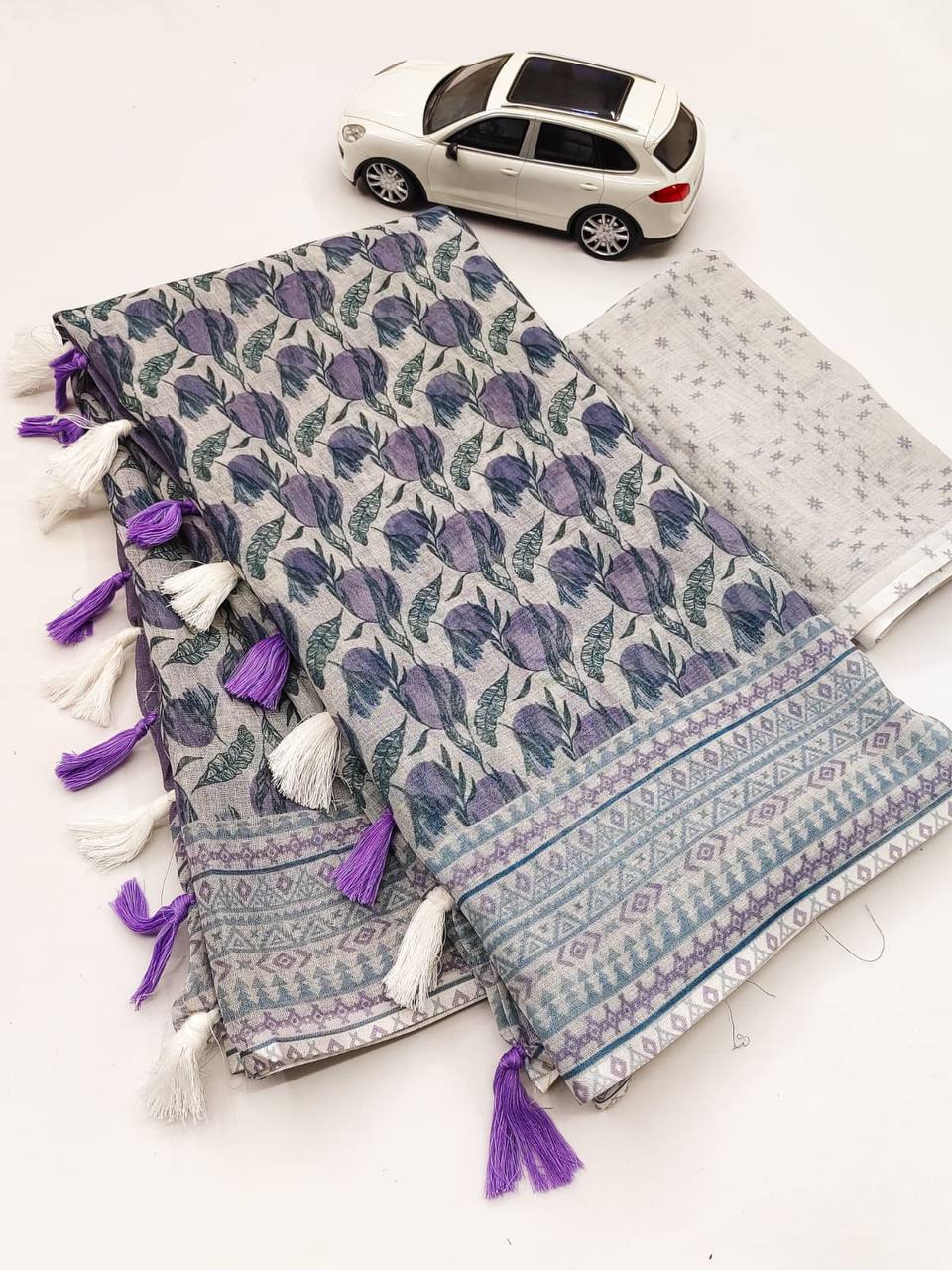 Buy Murti Creation Women's Lucknowi Linen cotton Saree - ANIBEY