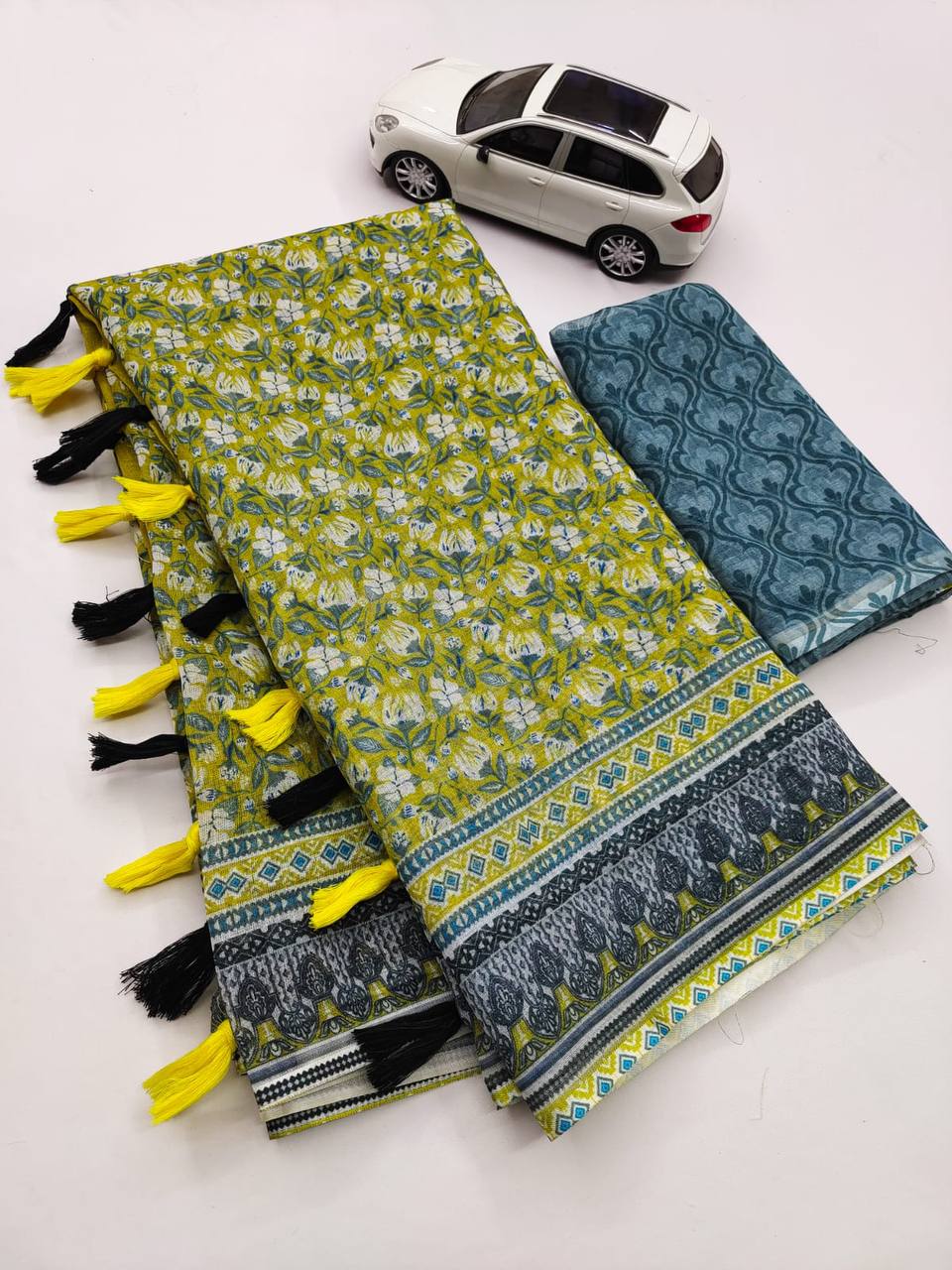 Buy Murti Creation Women's Lucknowi Linen cotton Saree - ANIBEY