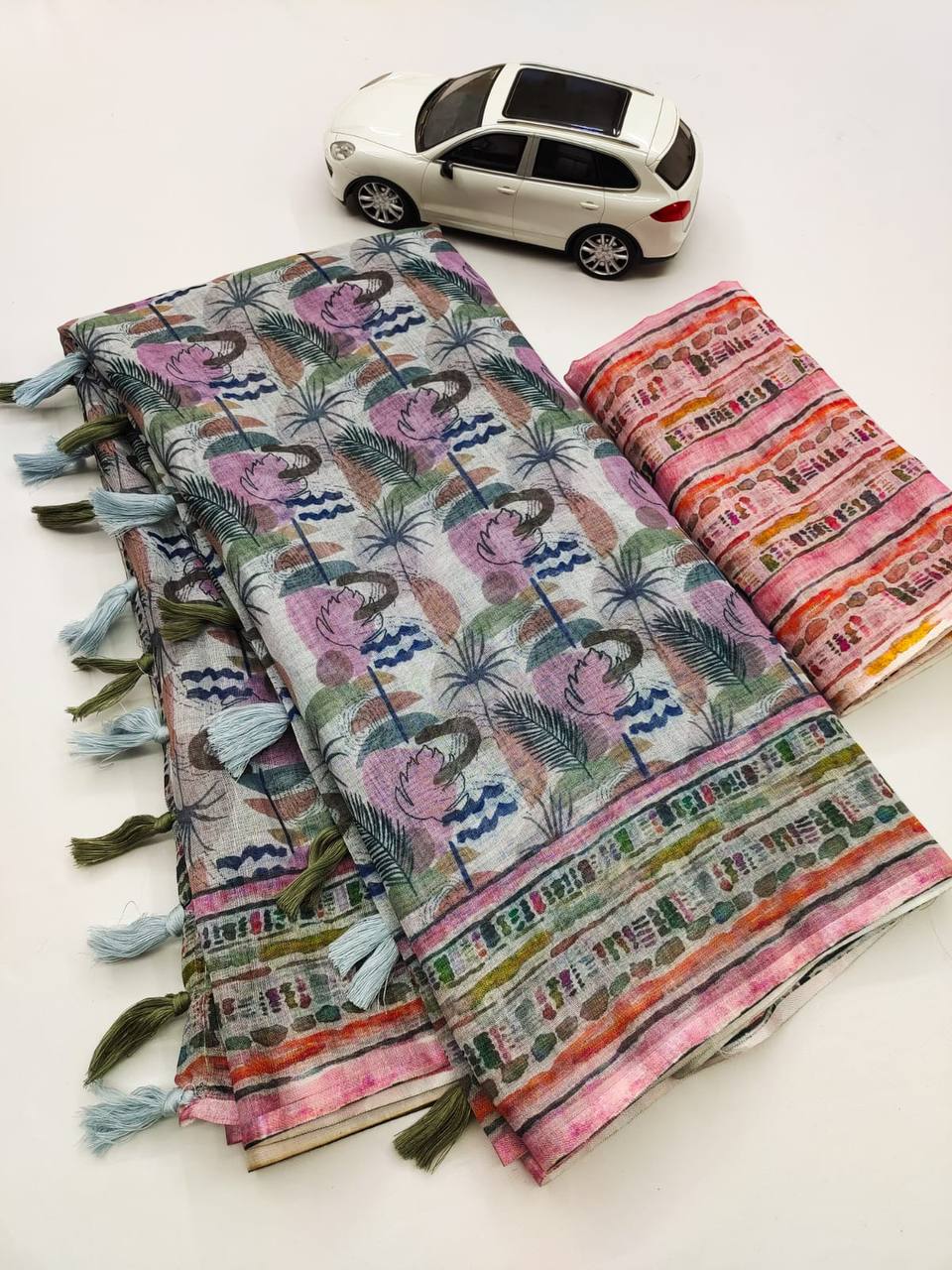 Buy Murti Creation Women's Lucknowi Linen cotton Saree - ANIBEY