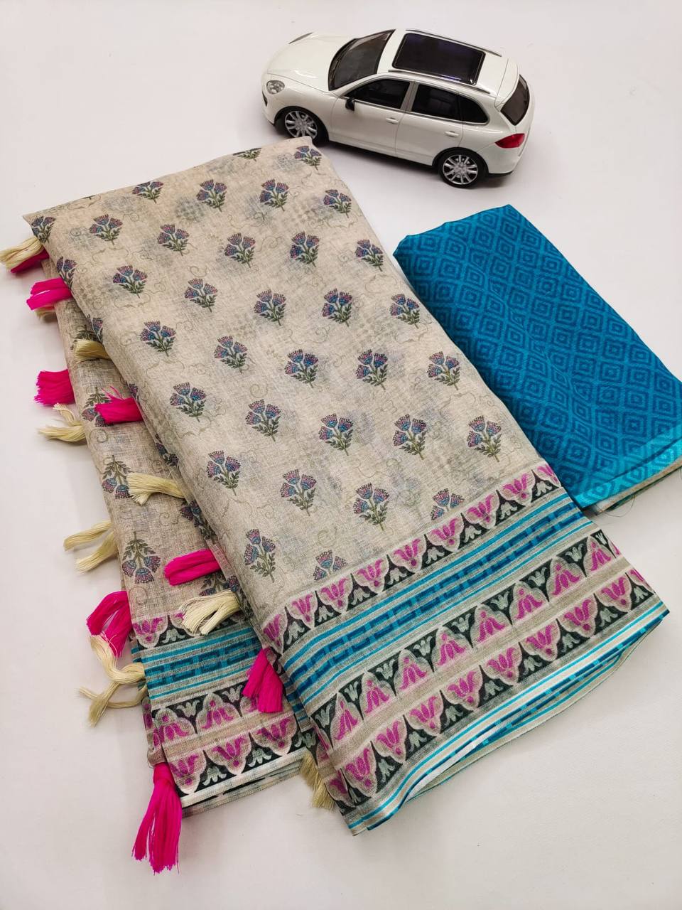 Buy Murti Creation Women's Lucknowi Linen cotton Saree - ANIBEY