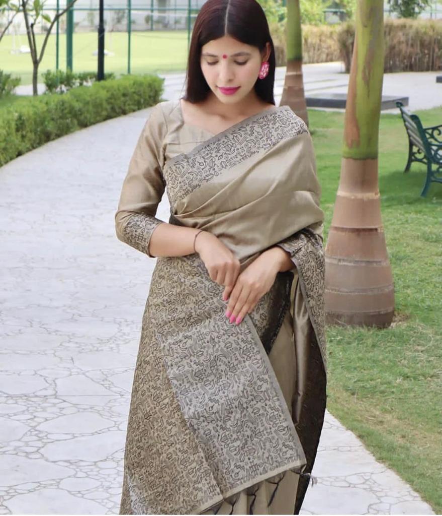 Buy SGF11- Women's Kanjivaram Soft Lichi Silk Saree With Blouse - ANIBEY