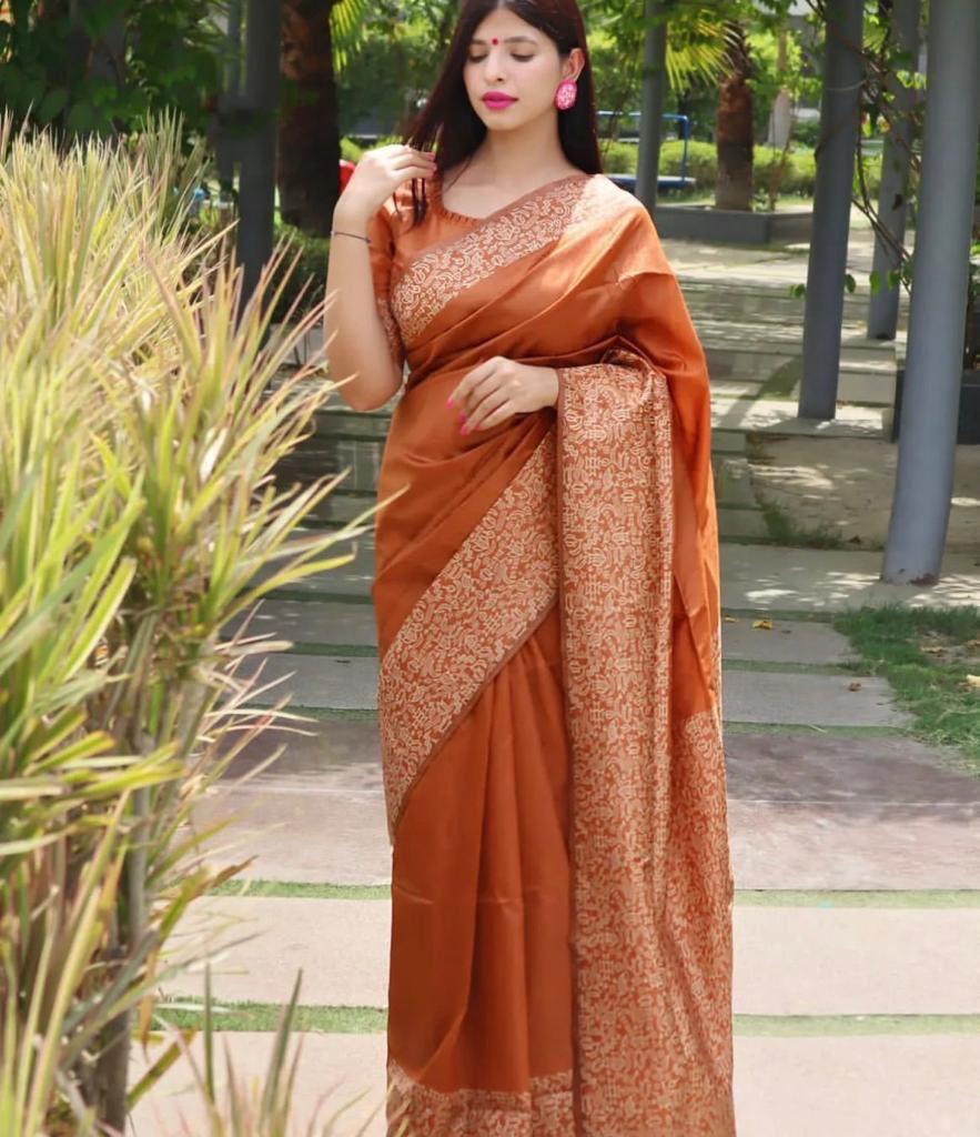 Buy SGF11- Women's Kanjivaram Soft Lichi Silk Saree With Blouse - ANIBEY
