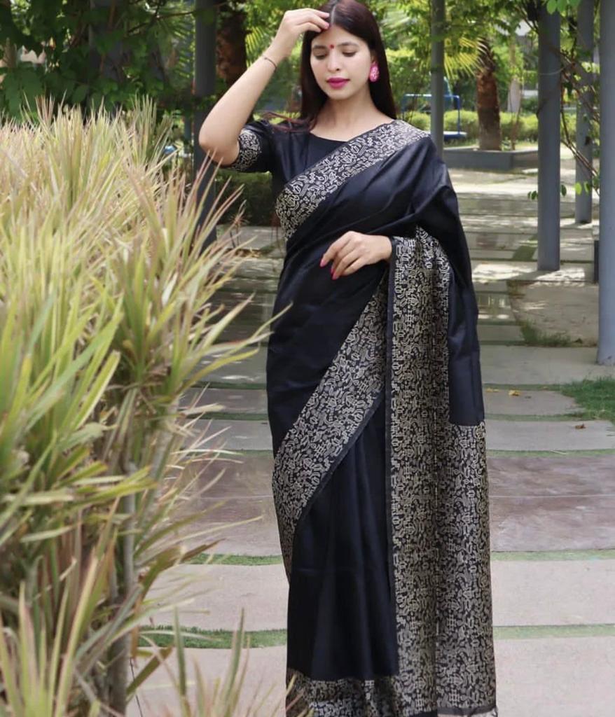 Buy SGF11- Women's Kanjivaram Soft Lichi Silk Saree With Blouse - ANIBEY