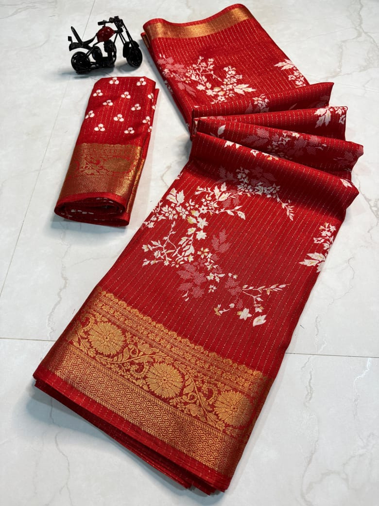 Buy SATIKA VASTRAM Tussar Silk Saree Kalamkari Floral Print Zari Weaving Contrast Border