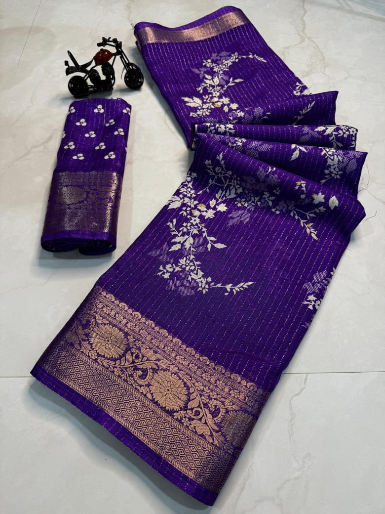Buy SATIKA VASTRAM Tussar Silk Saree Kalamkari Floral Print Zari Weaving Contrast Border