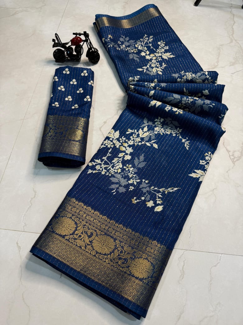 Buy SATIKA VASTRAM Tussar Silk Saree Kalamkari Floral Print Zari Weaving Contrast Border