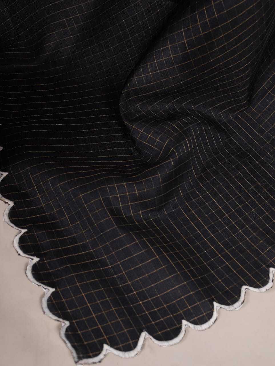 Aglow BLACk Color Gadwall Chex Arca Work Blouse(Stitched) - ANIBEY