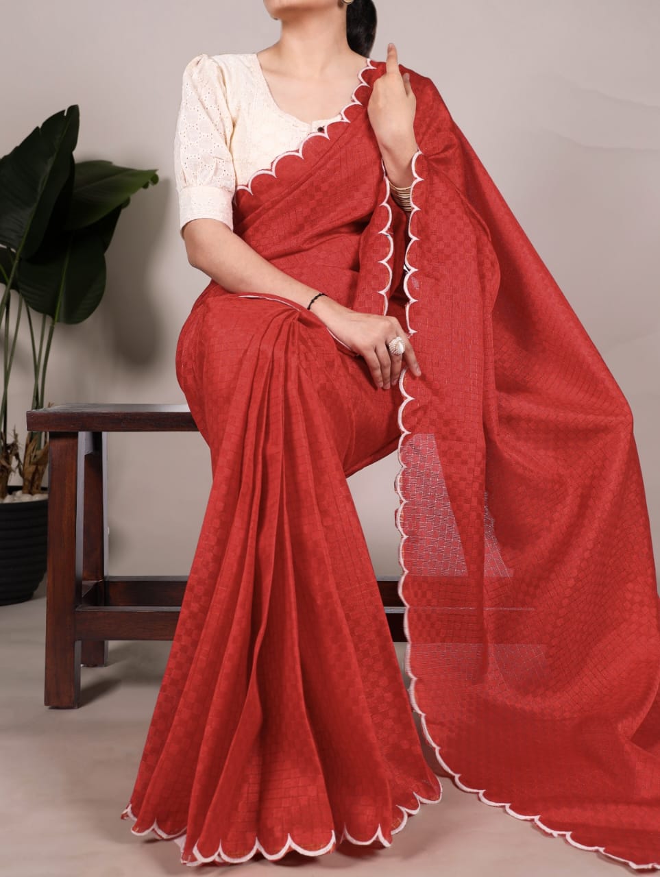 Aglow BLACk Color Gadwall Chex Arca Work Blouse(Stitched) - ANIBEY