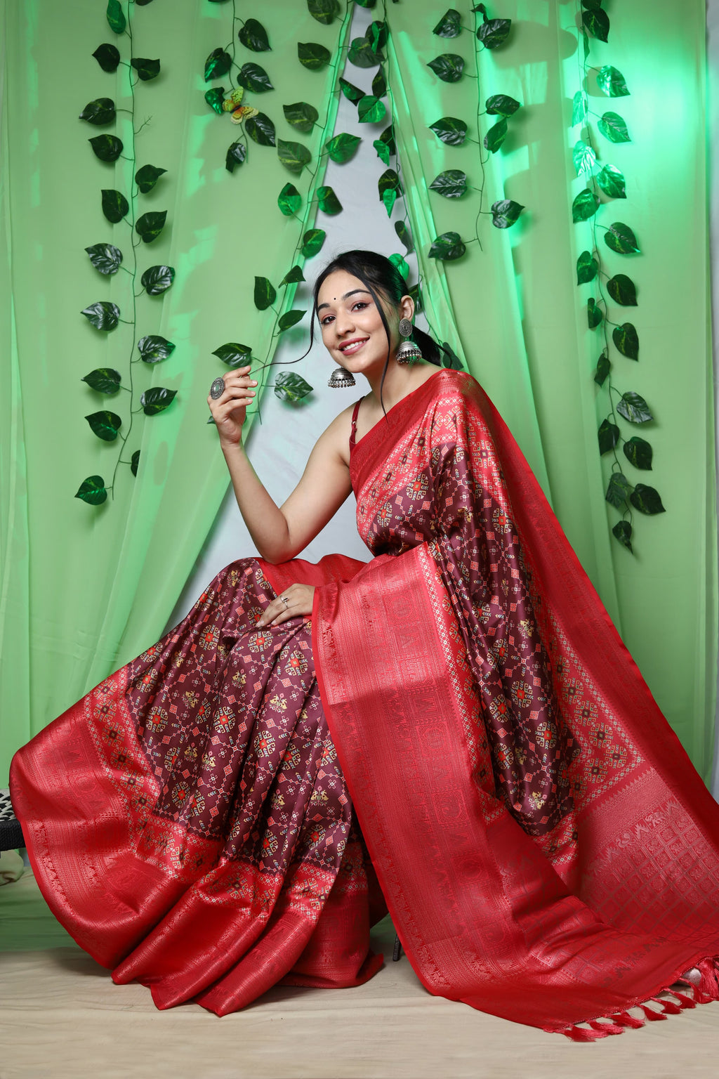Pure   Kanchipuram Patola Digital Printed Saree Rich Pallu And Tassels - ANIBEY